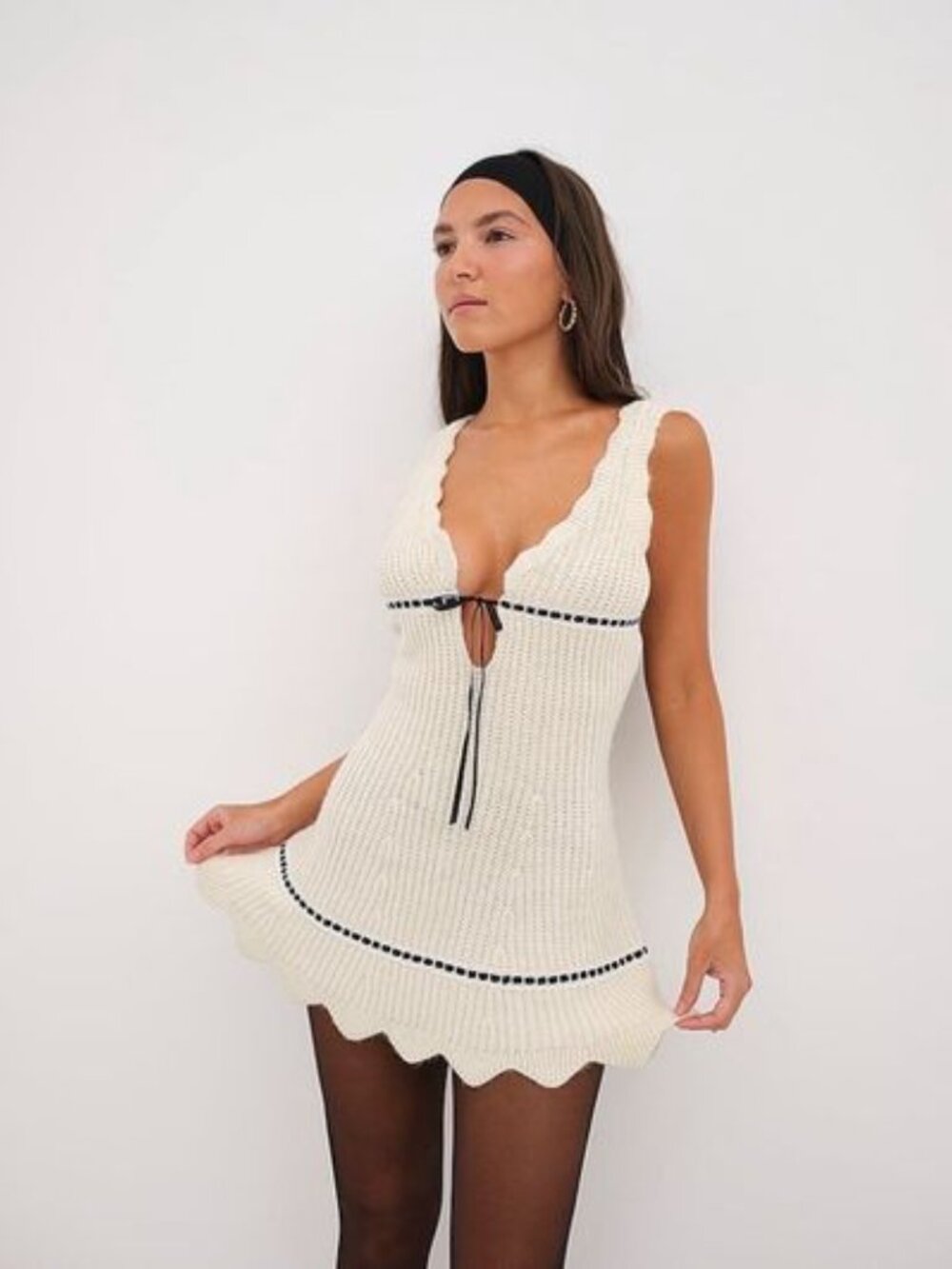 For Love & Lemons Jade Knit Mini Dress & Cardigan Matching Set - Size S